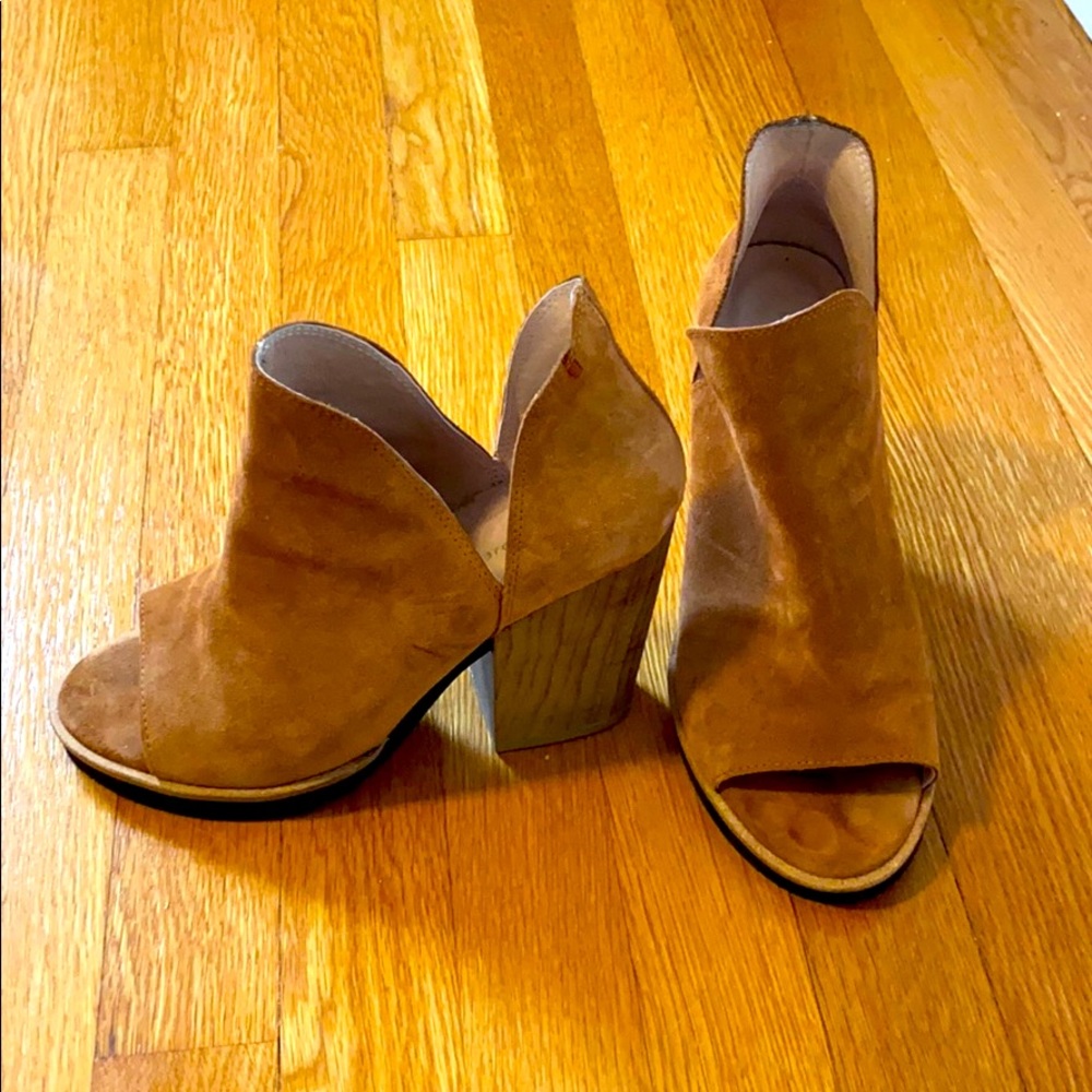 Suede open toe booties